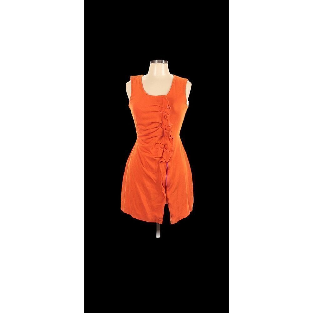 Aysha orange mini dress neon pink zipper